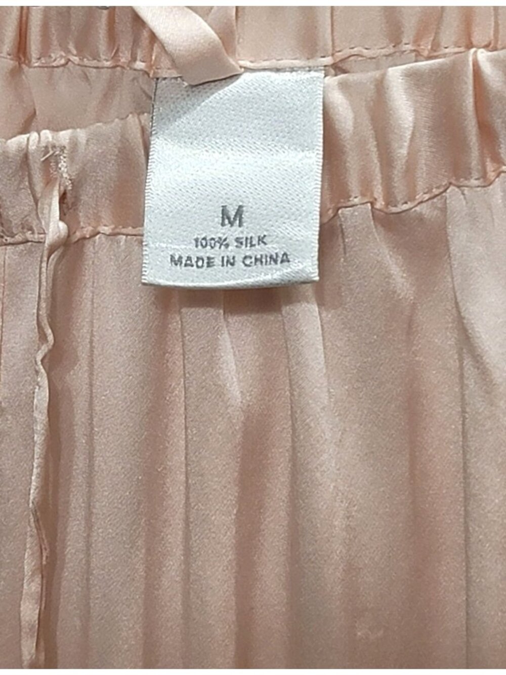 Nottibianche 100% Silk Pajama Set Pink Size M Button-Up Top Elastic Waist Pants - Picture 9 of 10